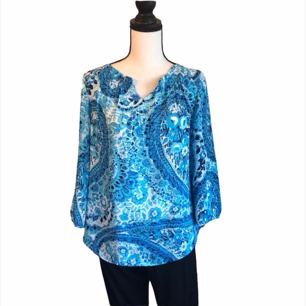 TALBOTS 3/4 Sleeve Paisley Top